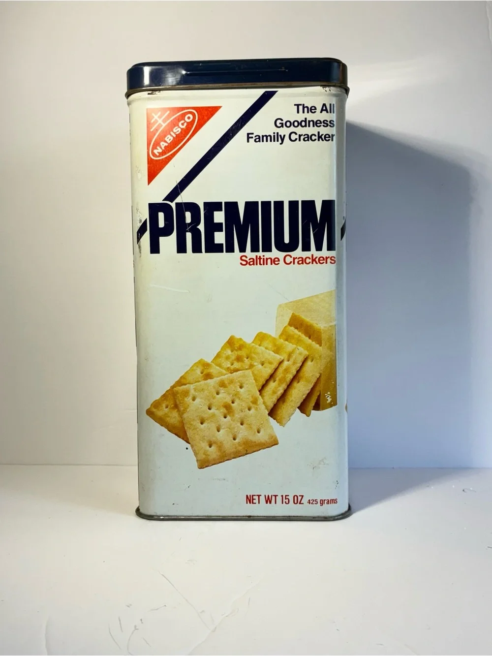Vintage Nabisco Premium Saltine Crackers Tin Stack Pack Canister 1980s Retro Kit